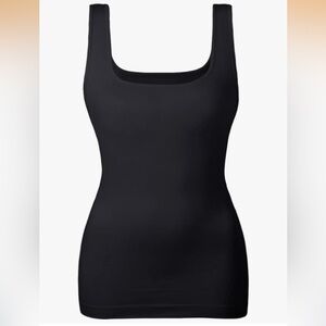 Black Seamless Tank Top Square Neck Compression Slimming Body Shaper Camisole L